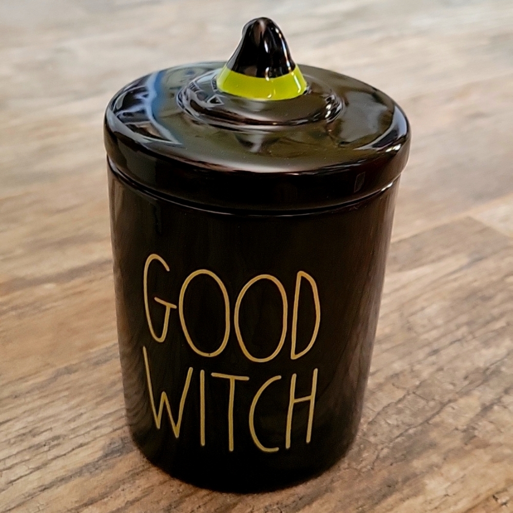 Rae Dunn GOOD WITCH Halloween Witch Hat Lid Treat Jar Black Witchy Whimsigoth